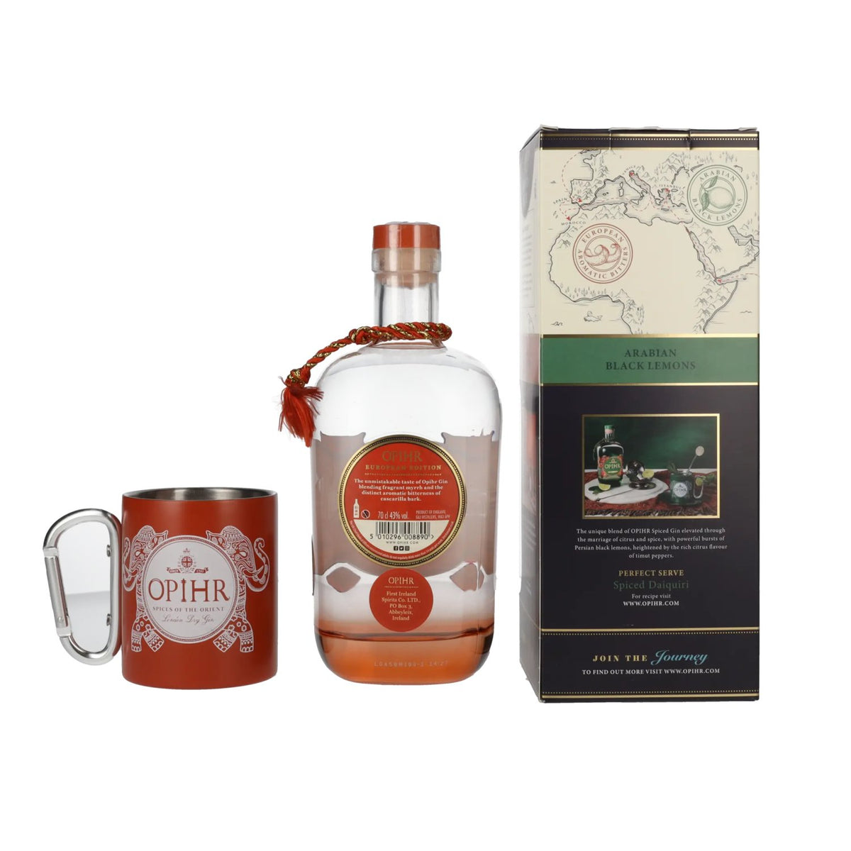Opihr Gin London Dry EUROPEAN EDITION 43% vol. 0,7 l in geschenkverpakking met reisbeker