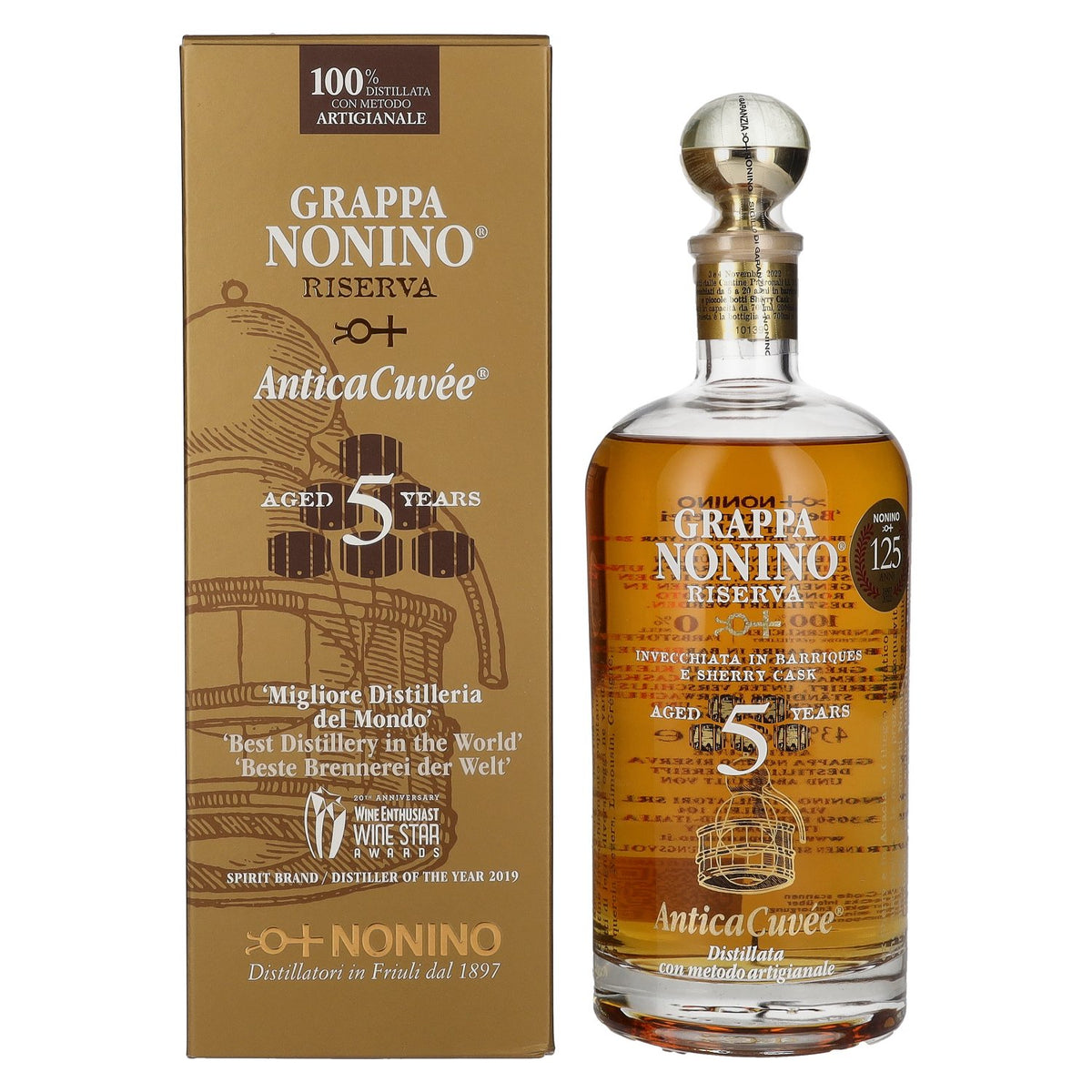 Nonino Grappa Riserva Antica Cuvée 5 Years Old 43% vol. 0.7 l in a gift box