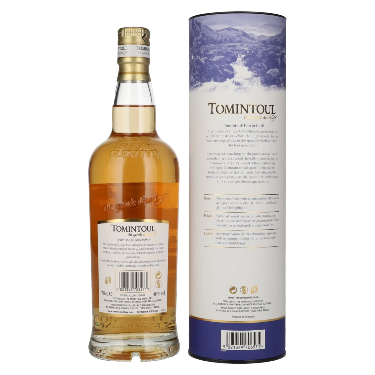 Tomintoul Small Batch, finition en fût de vin Tempranillo, 40 % vol., 0,7 l, dans un coffret cadeau
