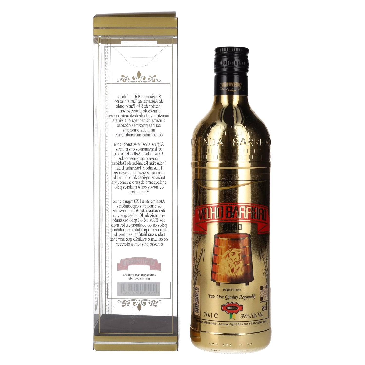 Velho Barreiro OURO Cachaça 39% Vol. 0,7l in Geschenkbox