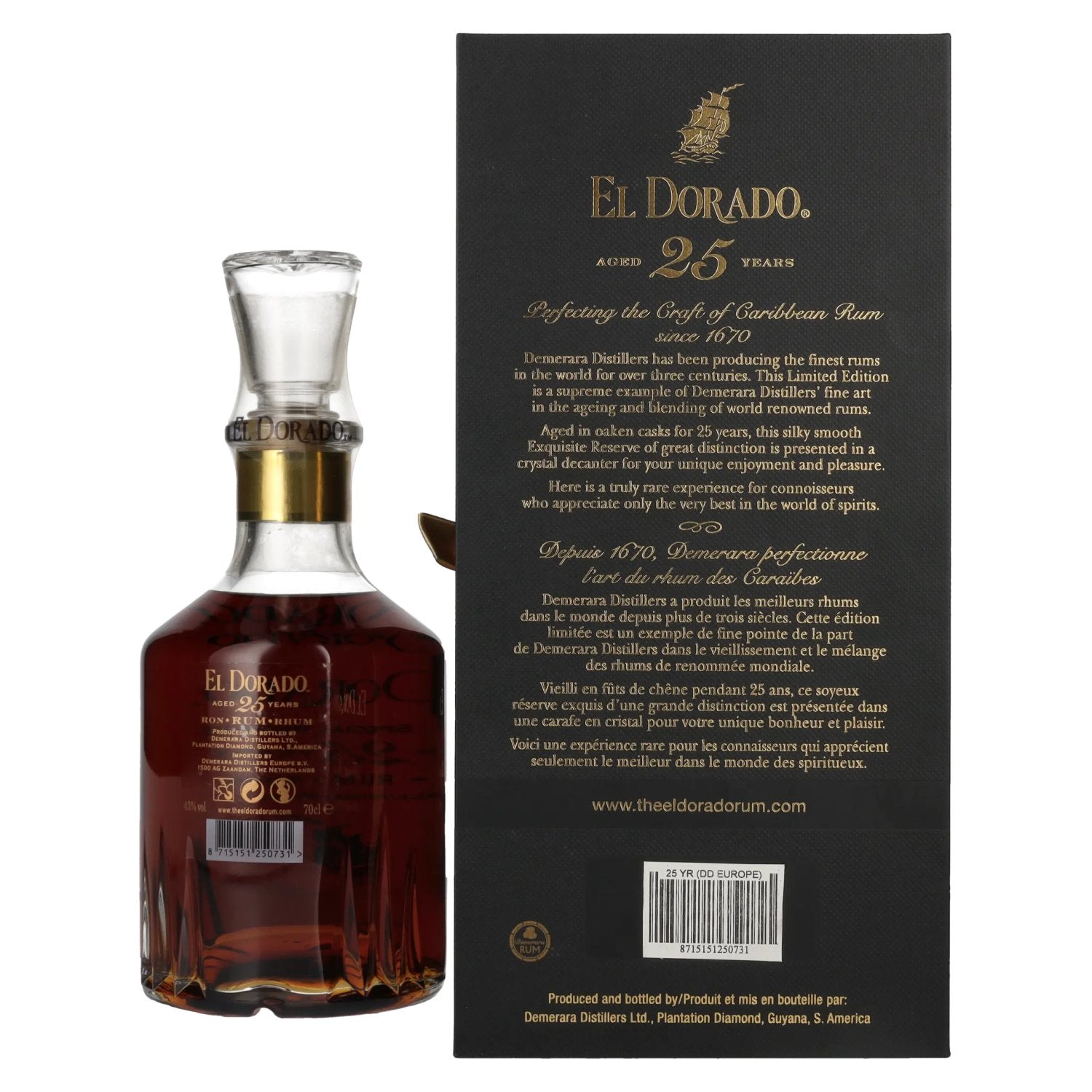 El Dorado 25 Jaar Oude Grander SPECIAL RESERVE Rum 1997 43% Vol. 0,7l in geschenkverpakking