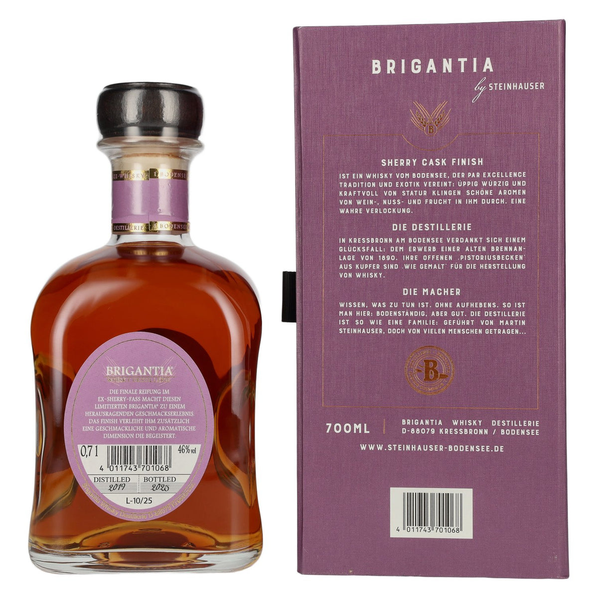Steinhauser BRIGANTIA Single Malt Whisky SHERRY Cask Finish 46% Vol. 0,7l in Geschenkbox