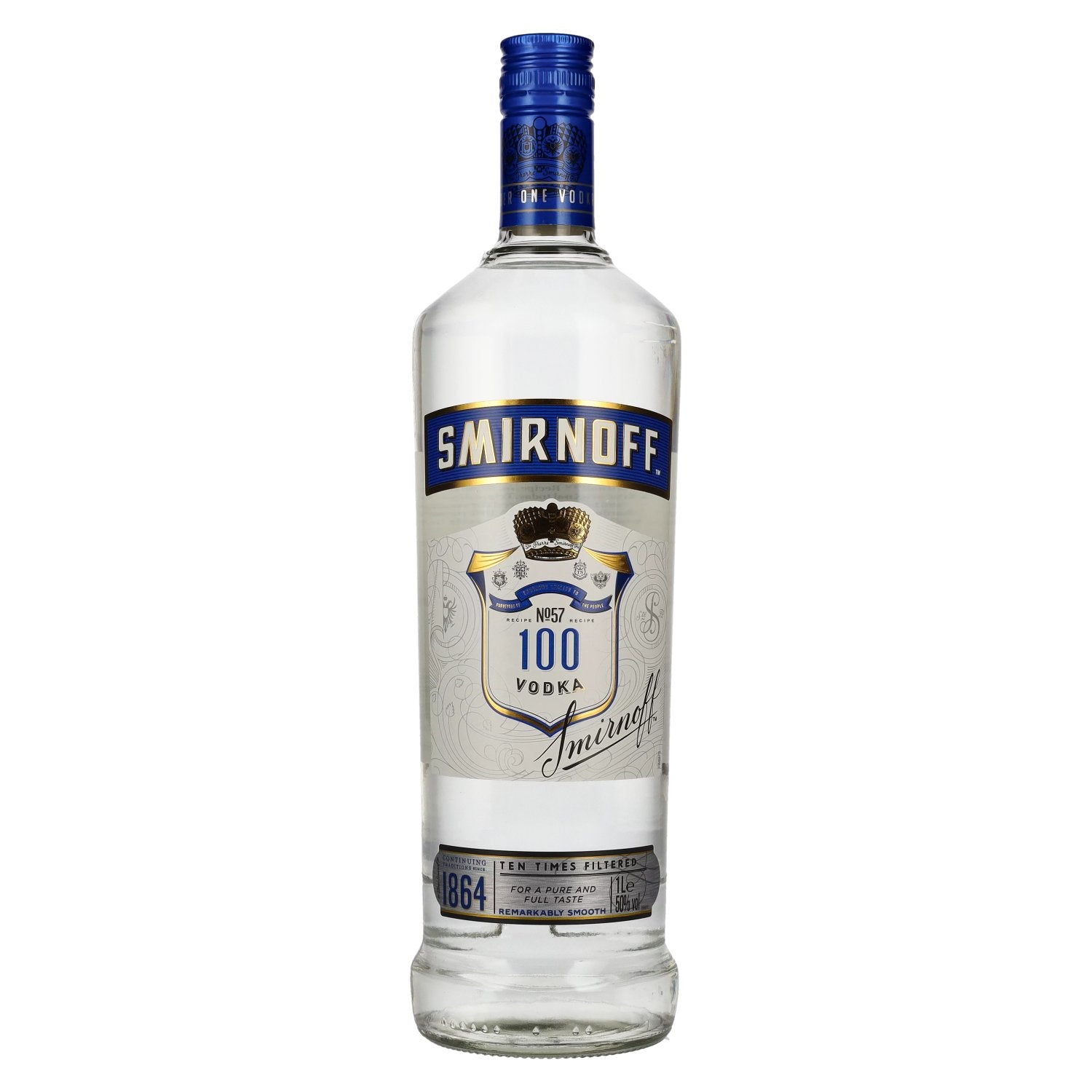 Vodka Smirnoff Triple Distilled 100 PROOF, étiquette bleue, 50 % vol., 1 l