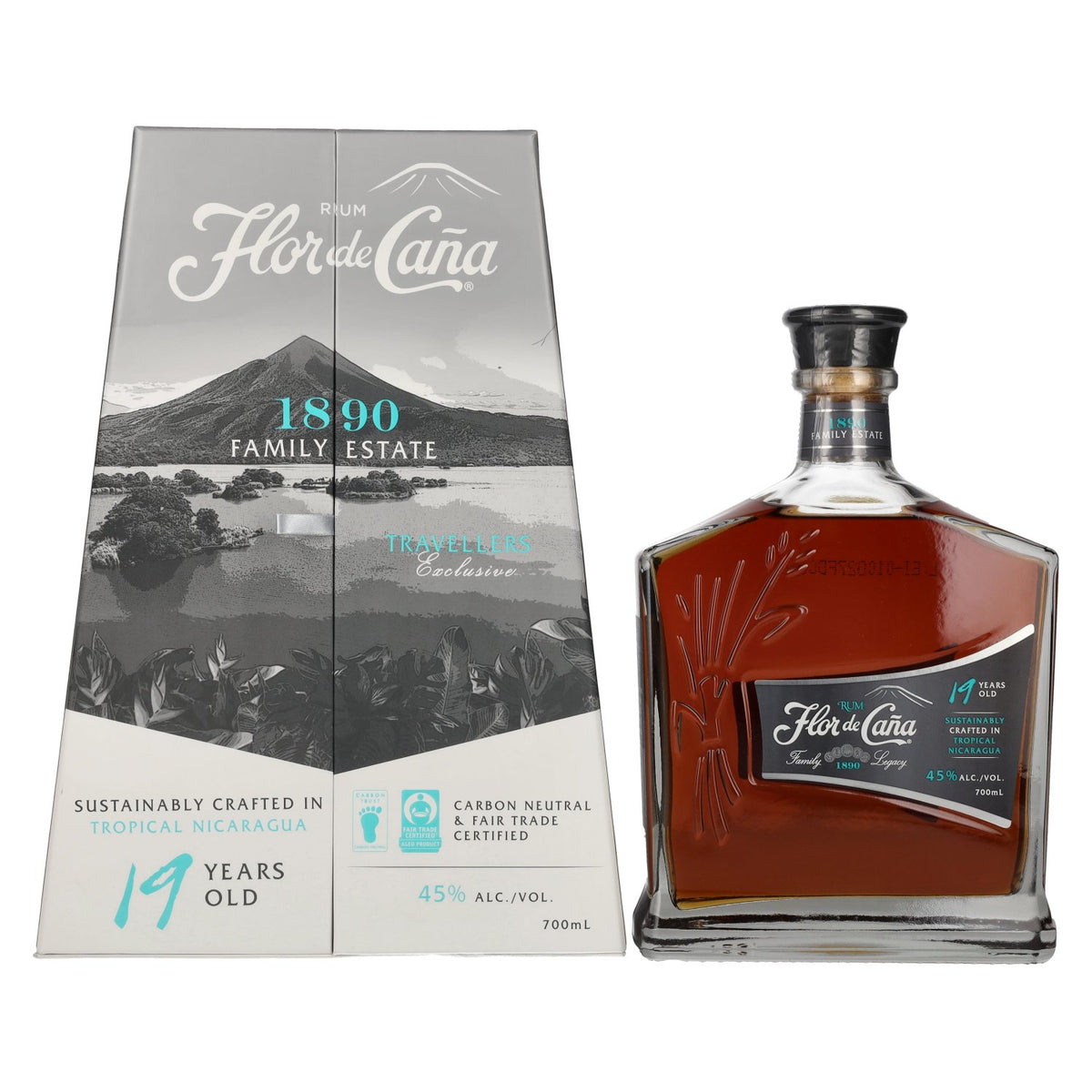 Flor de Caña Centenario 19-Year-Old Rum, 45% vol., 0.7 l, in a gift box