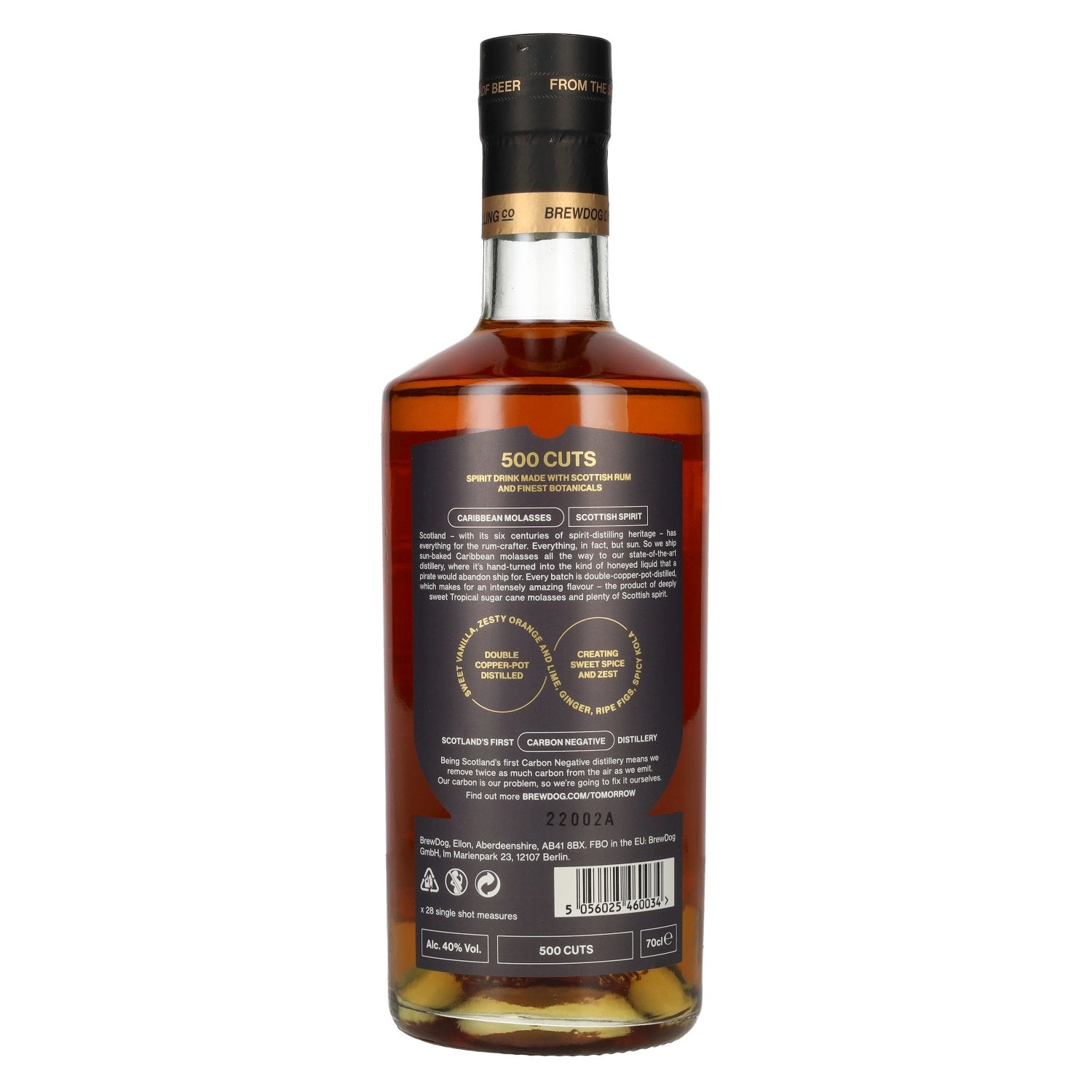 BrewDog 500 CUTS RUM Hand Made Spirit Drink 40% Vol. 0,7l