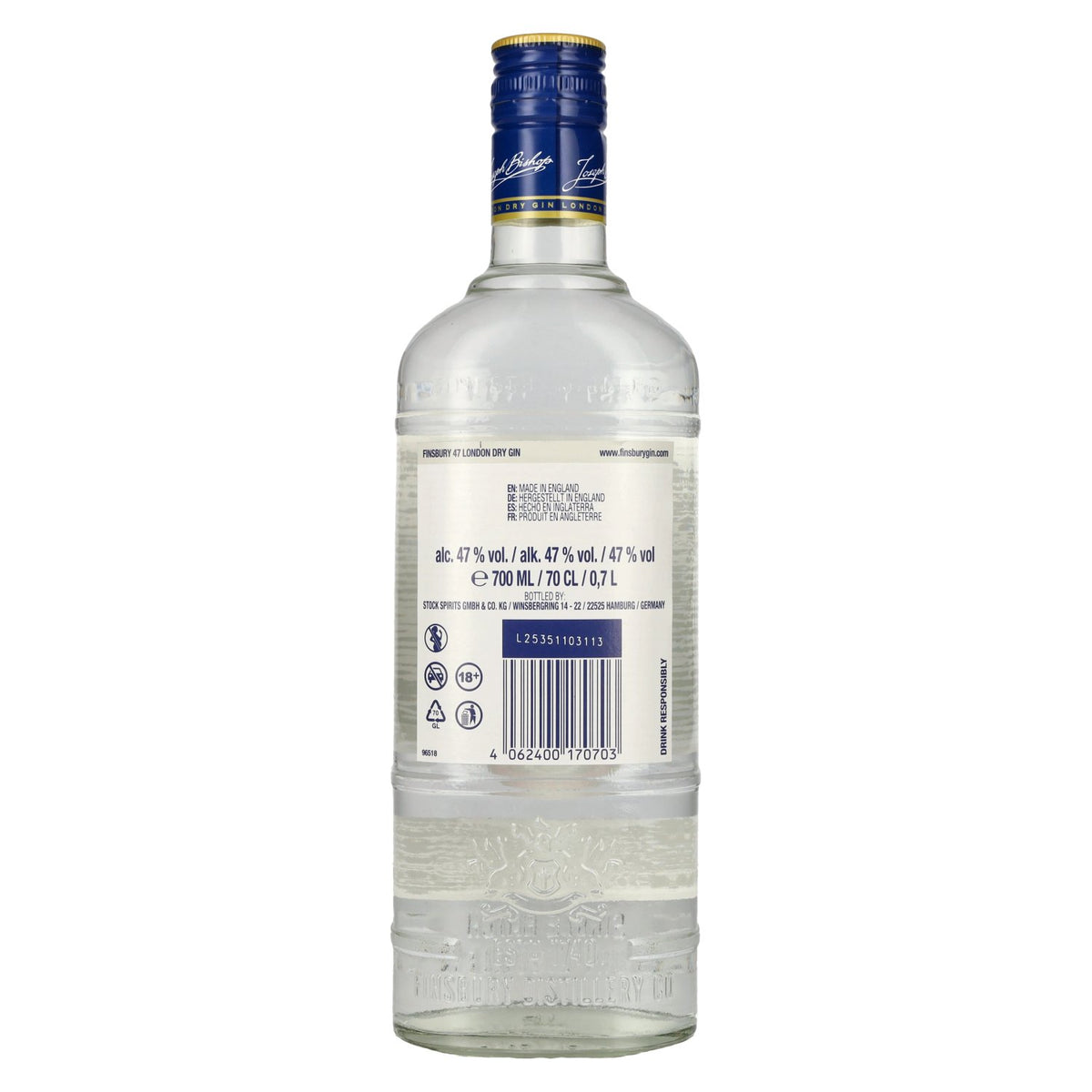 Finsbury 47 London Dry Gin Édition Platine 47 % vol. 0,7 l