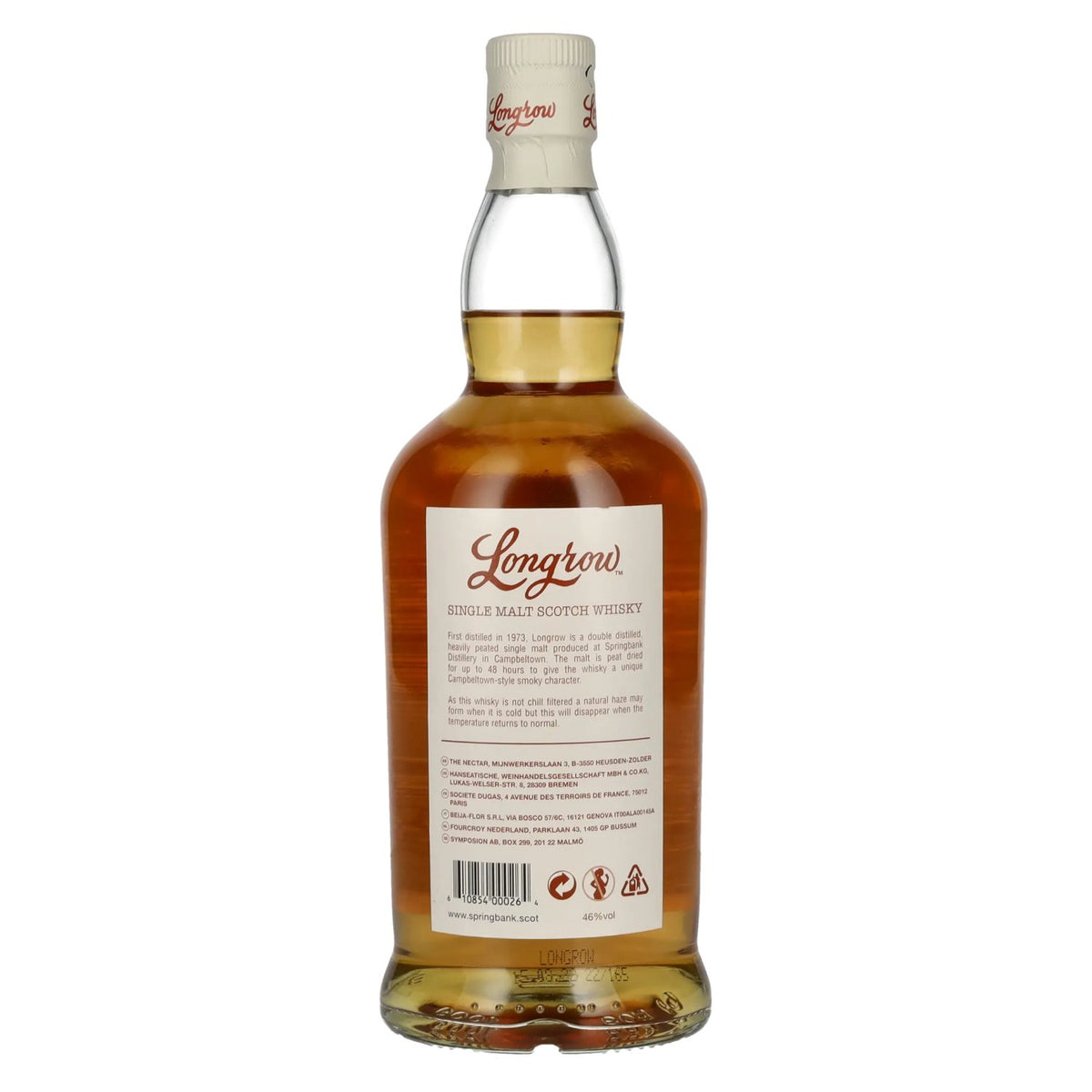 Springbank Longrow Peated Campbeltown, whisky single malt écossais, 46 % vol., 0,7 l