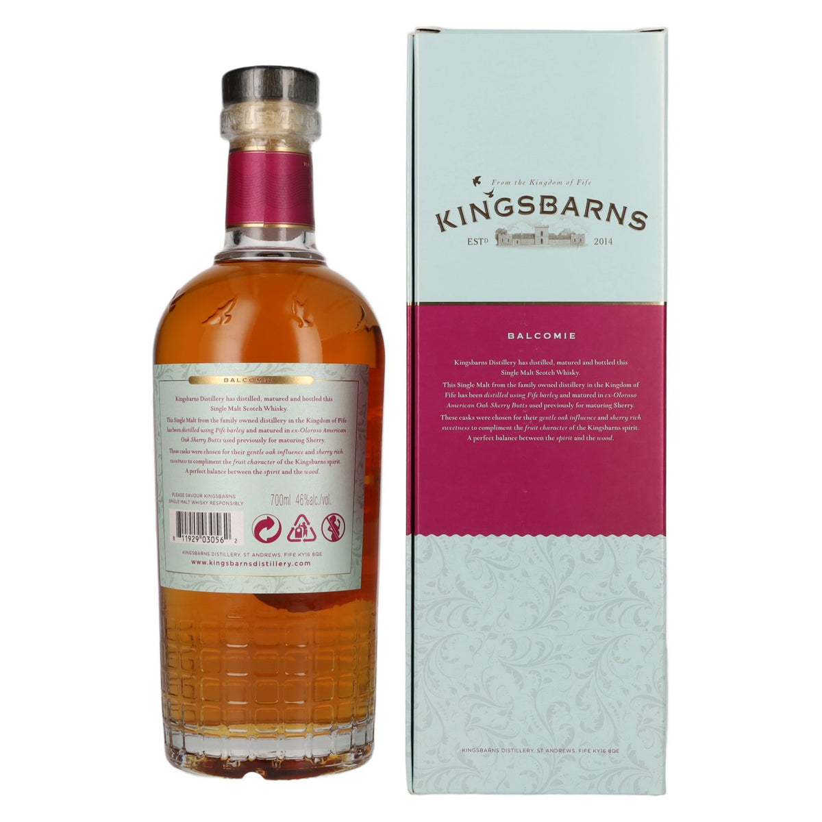 Kingsbarns BALCOMIE Lowland Single Malt Scotch Whisky 46% Vol. 0,7l in Geschenkbox