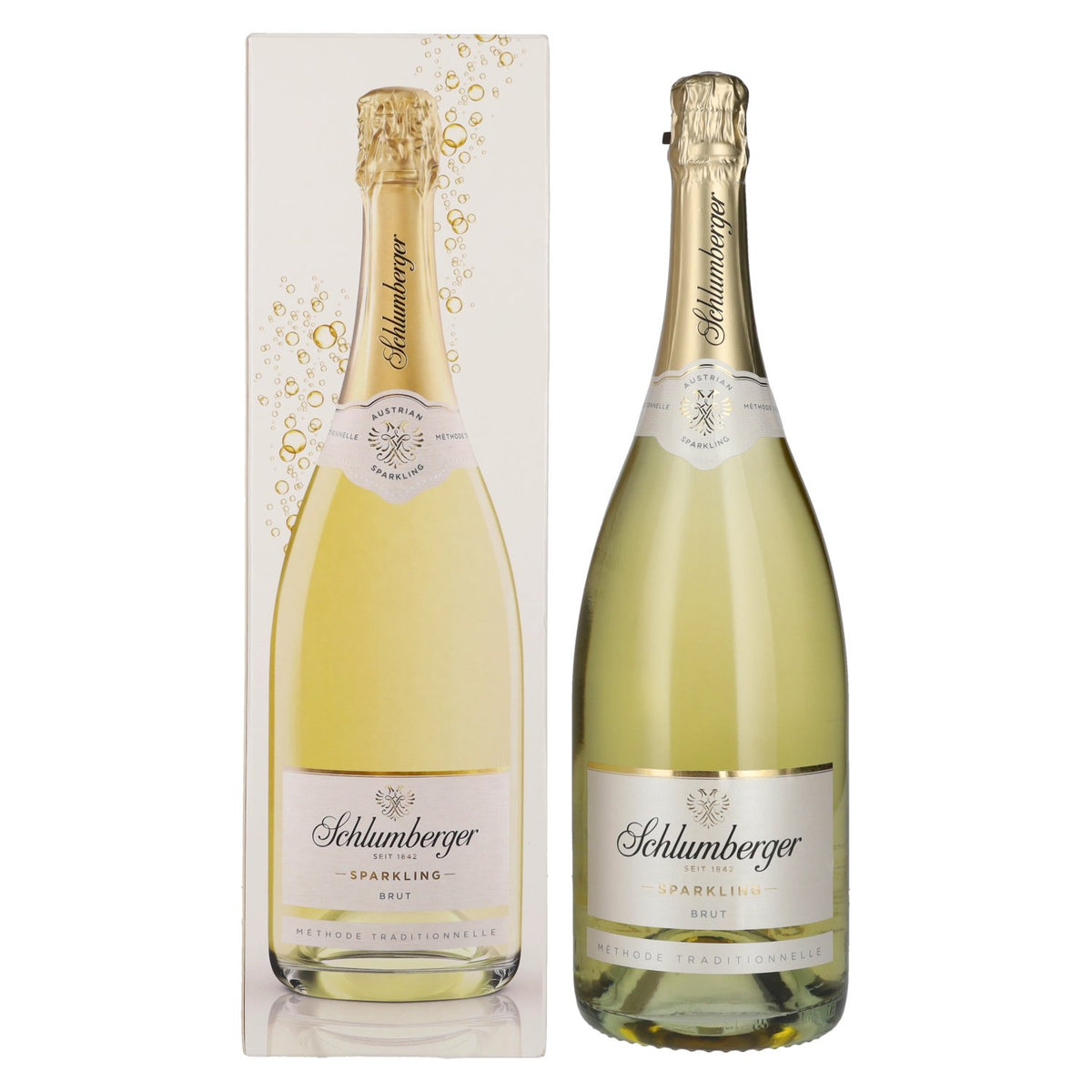 Schlumberger Sparkling, vin mousseux millésimé brut 2022, 12 % vol., 1,5 l, dans un coffret cadeau