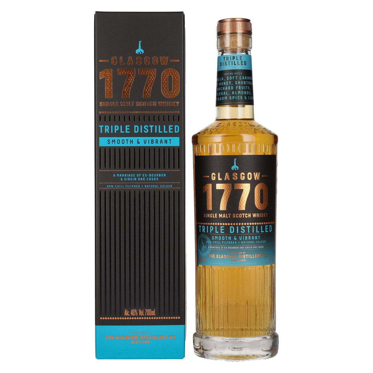 Glasgow 1770 TRIPLE DISTILLED Smooth & Vibrant 46% Vol. 0,7l in Geschenkbox