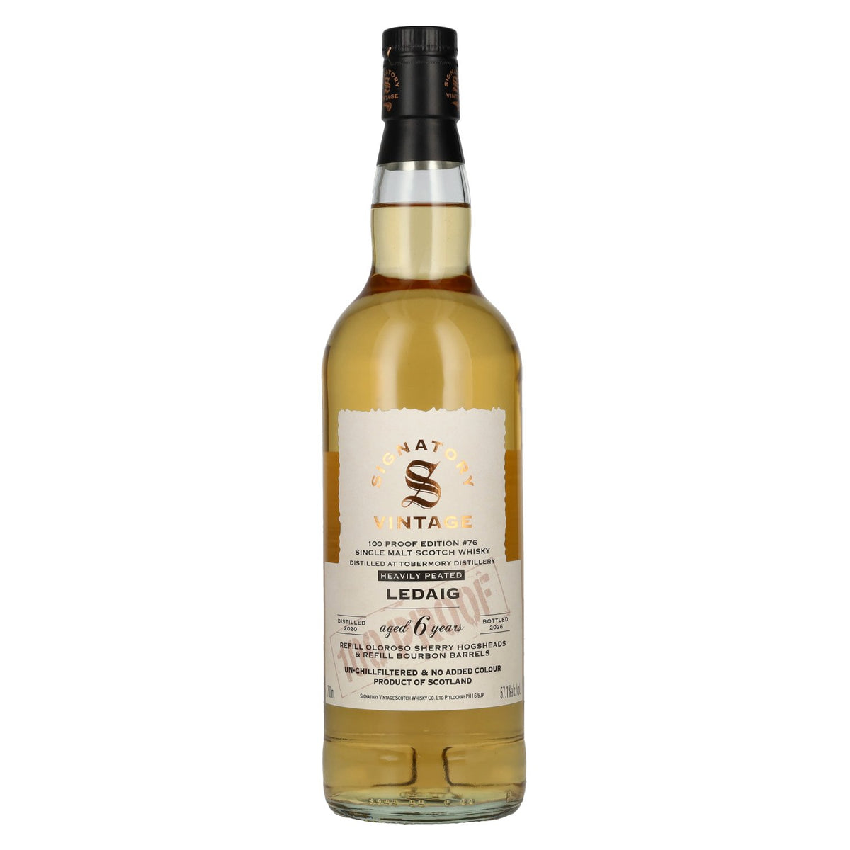 Signatory Vintage 100 Proof Edition LEDAIG 6 Years Old Single Malt #76 2020 57,1% Vol. 0,7l