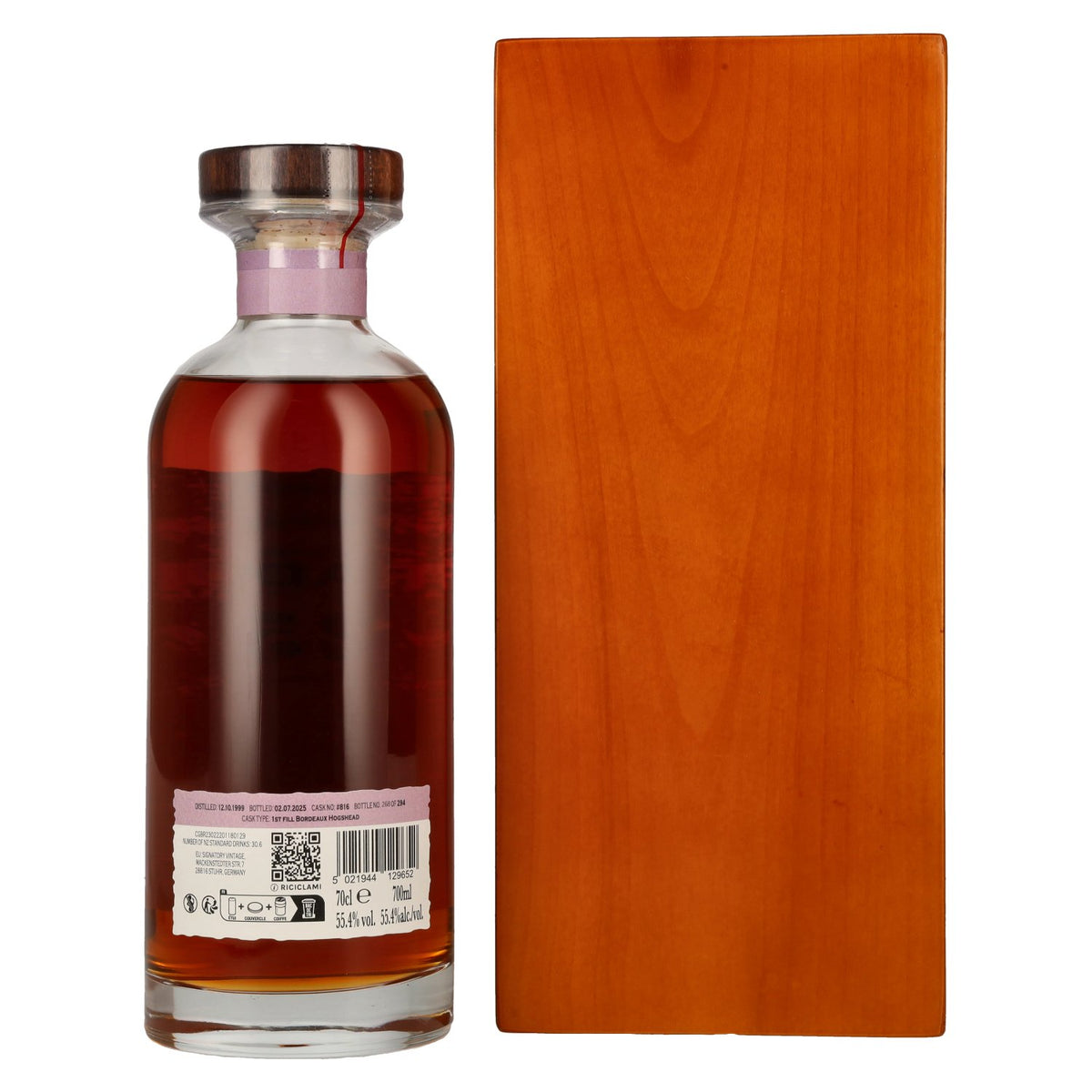 Edradour 25 Years Old 200th Anniversary 1st Fill Bordeaux Cask Highland Single Malt 55,4% Vol. 0,7l in Holzkiste