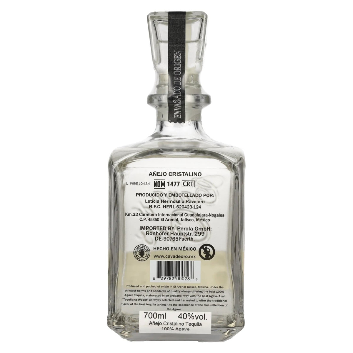 Gran Cava de Oro Tequila AÑEJO CRISTALINO 100% Blue Agave 40% vol. 0.7 l
