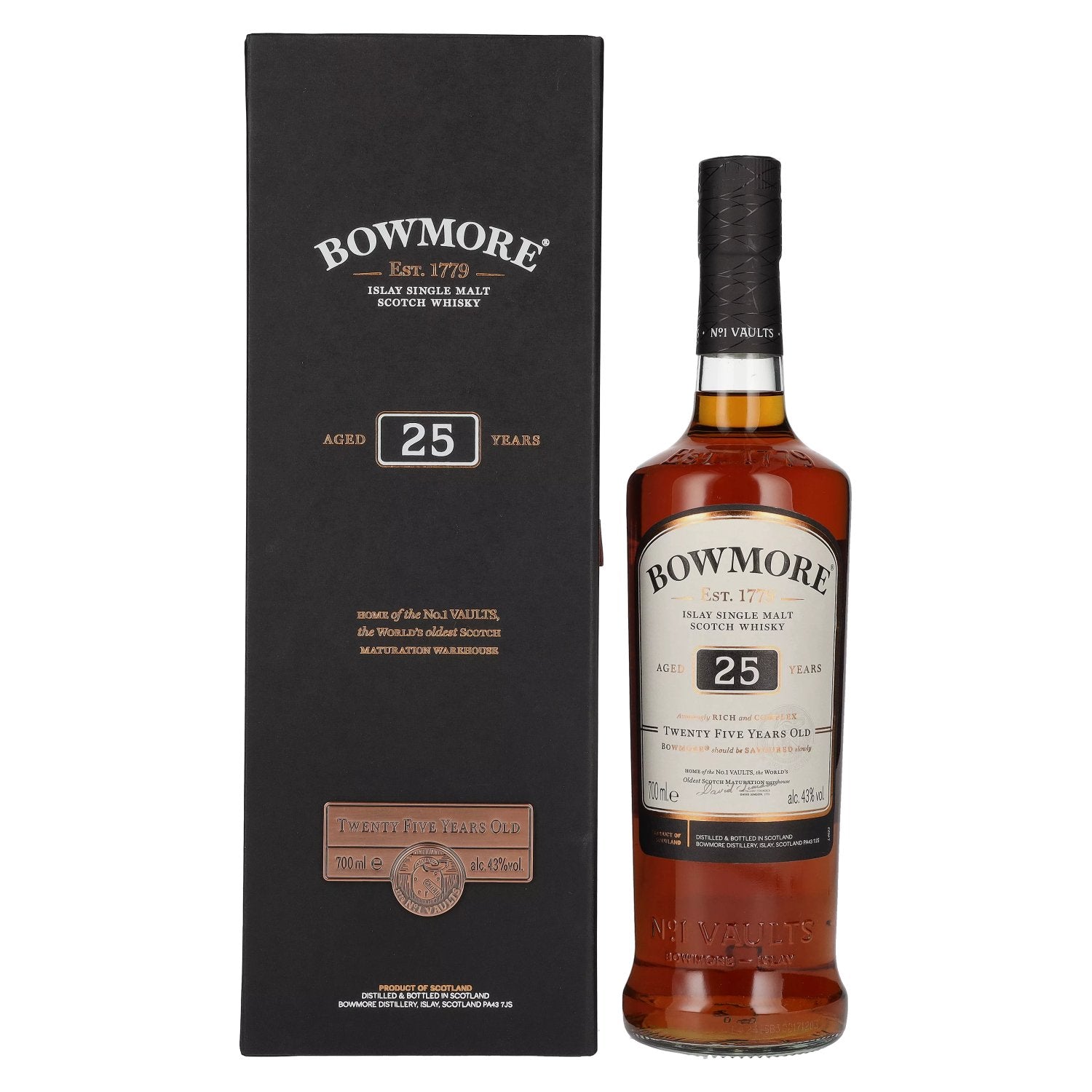Bowmore 25 Years Old Islay Single Malt 43% Vol. 0,7l in geschenkverpakking