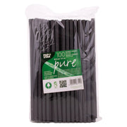 Pailles en papier noires, 21 cm, lot de 100