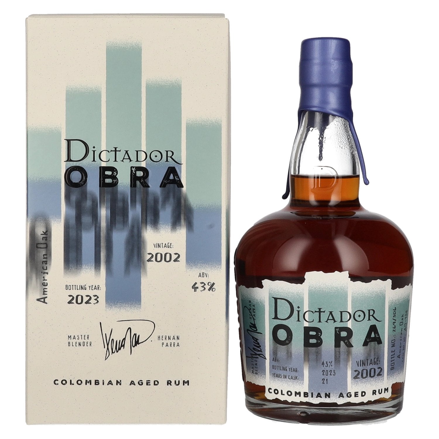 Dictador OBRA VINTAGE 21 Years Old AMERICAN OAK CASK Rum 2002 43% Vol. 0,7l en boîte cadeau