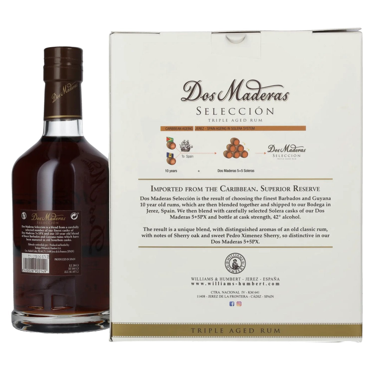 Dos Maderas Selección Superior Reserve Triple Aged Rum 42% Vol. 0,7l in gift box with 2 glasses