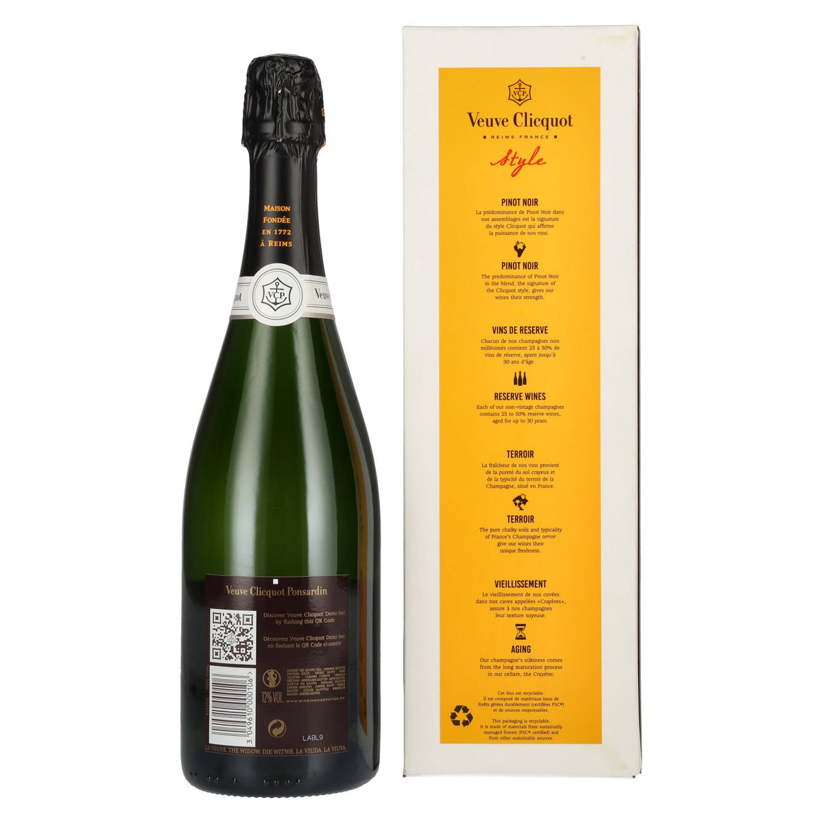 Veuve Clicquot Champagne DEMI-SEC 12% Vol. 0,75l in geschenkverpakking