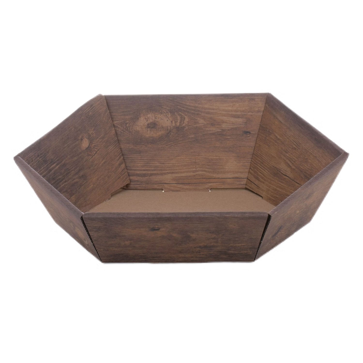 Präsentkorb Sechseck VINTAGE Holzoptik klein