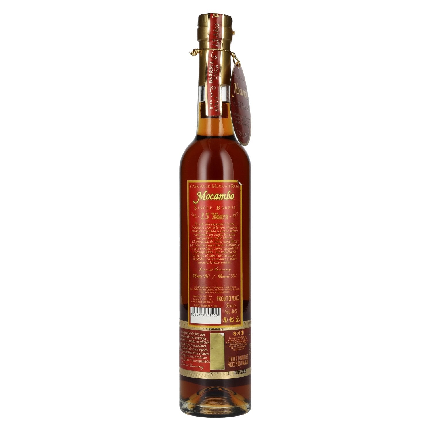Mocambo Ron Añejo Barrica Única 15 Años 40% Vol. 0,5l