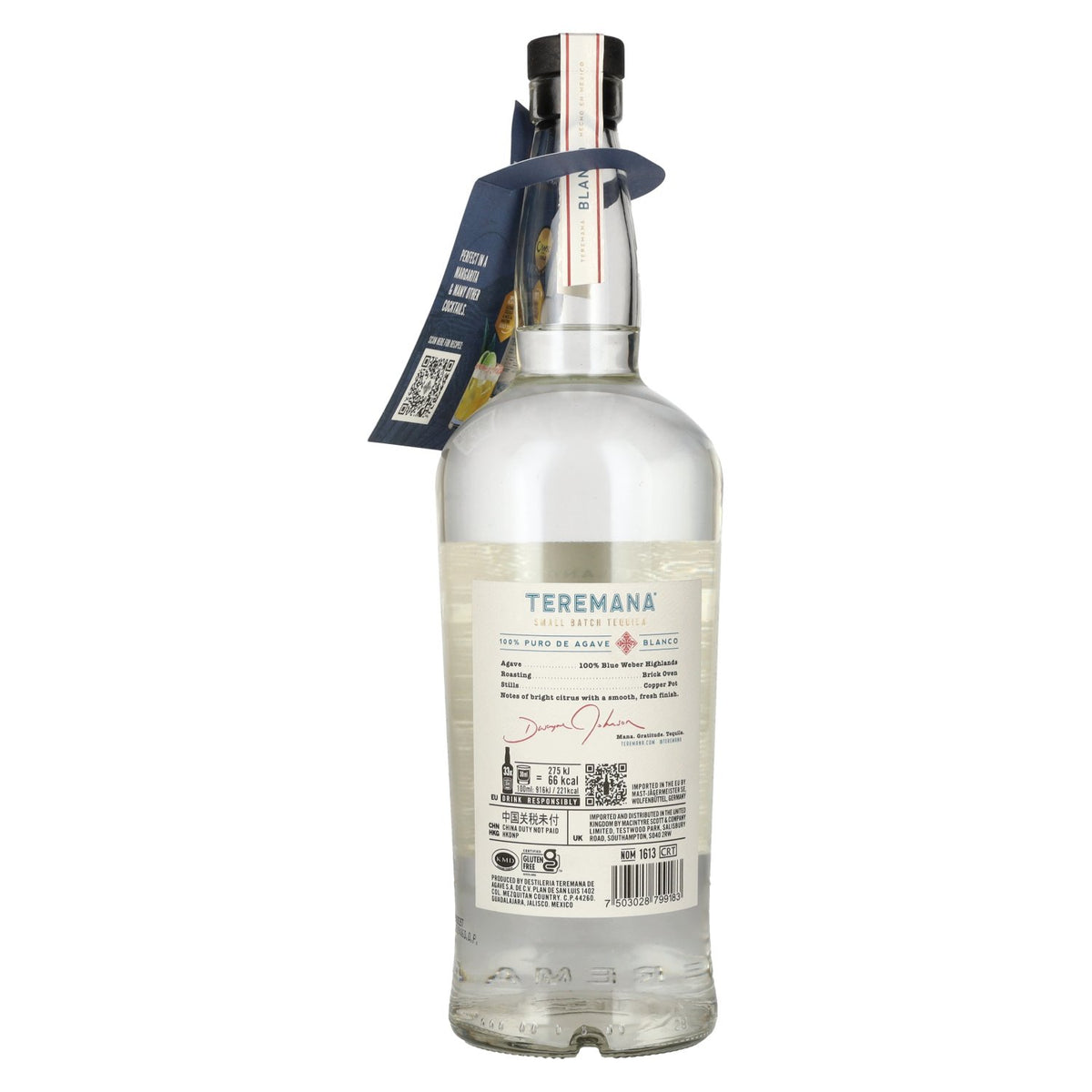 Teremana Tequila Blanco 100% Puro de Agave Small Batch 40% Vol. 1l