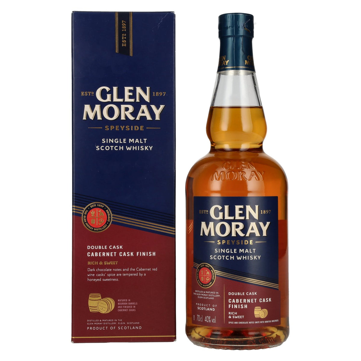 Glen Moray Cabernet Double Cask Finish Single Malt 40% Vol. 0,7l in gift box