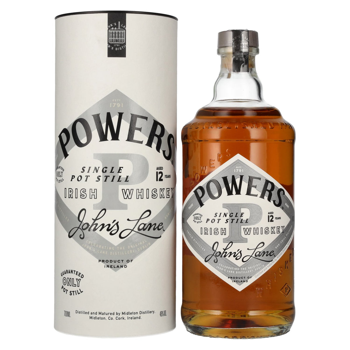 Powers 12 ans d'âge JOHN'S LANE Single Pot Still Irish Whiskey 46 % vol. 0,7 l dans un coffret cadeau