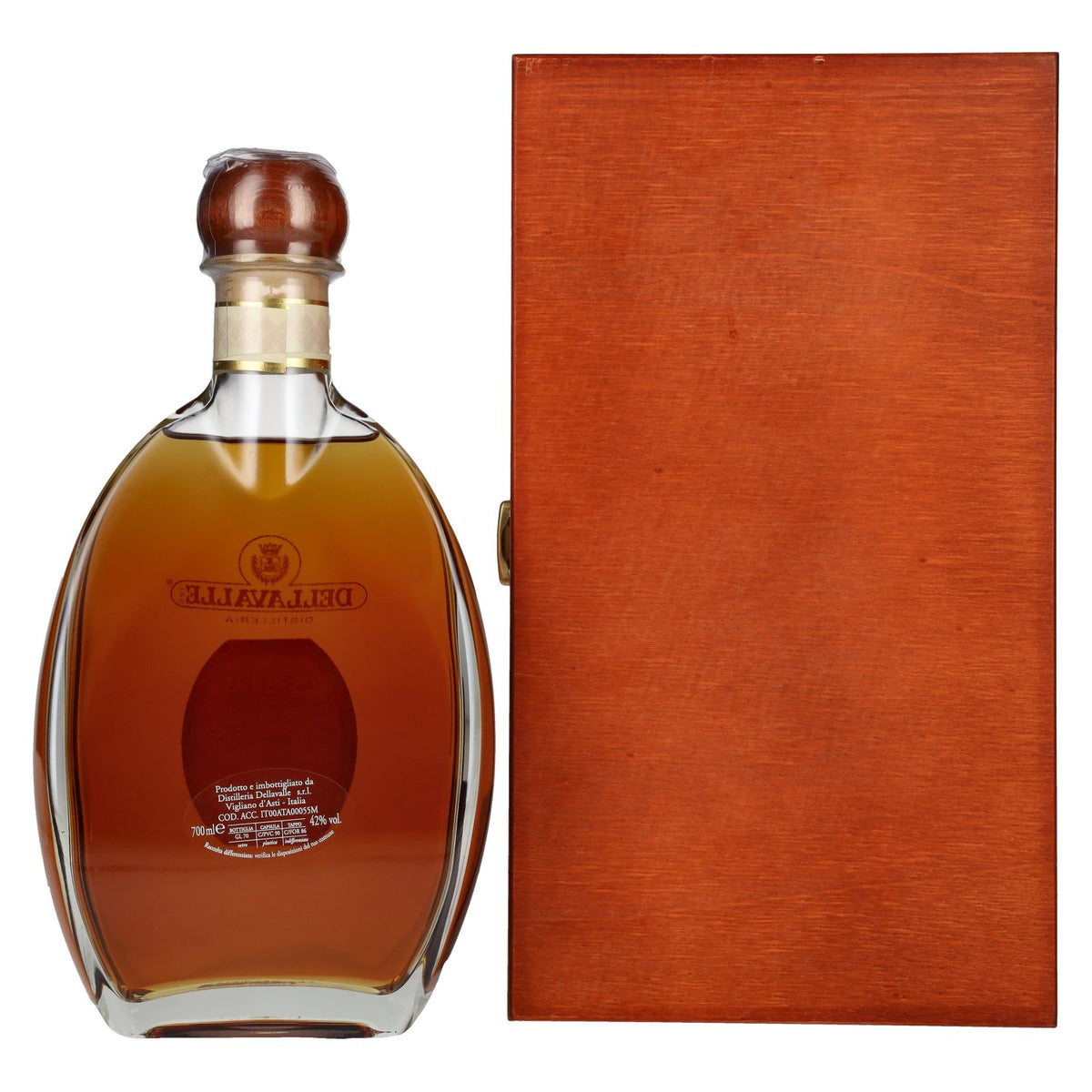 Grappa Dellavalle affinée en fûts de MARSALA 2007, 42 % vol., 0,7 l, dans un coffret en bois