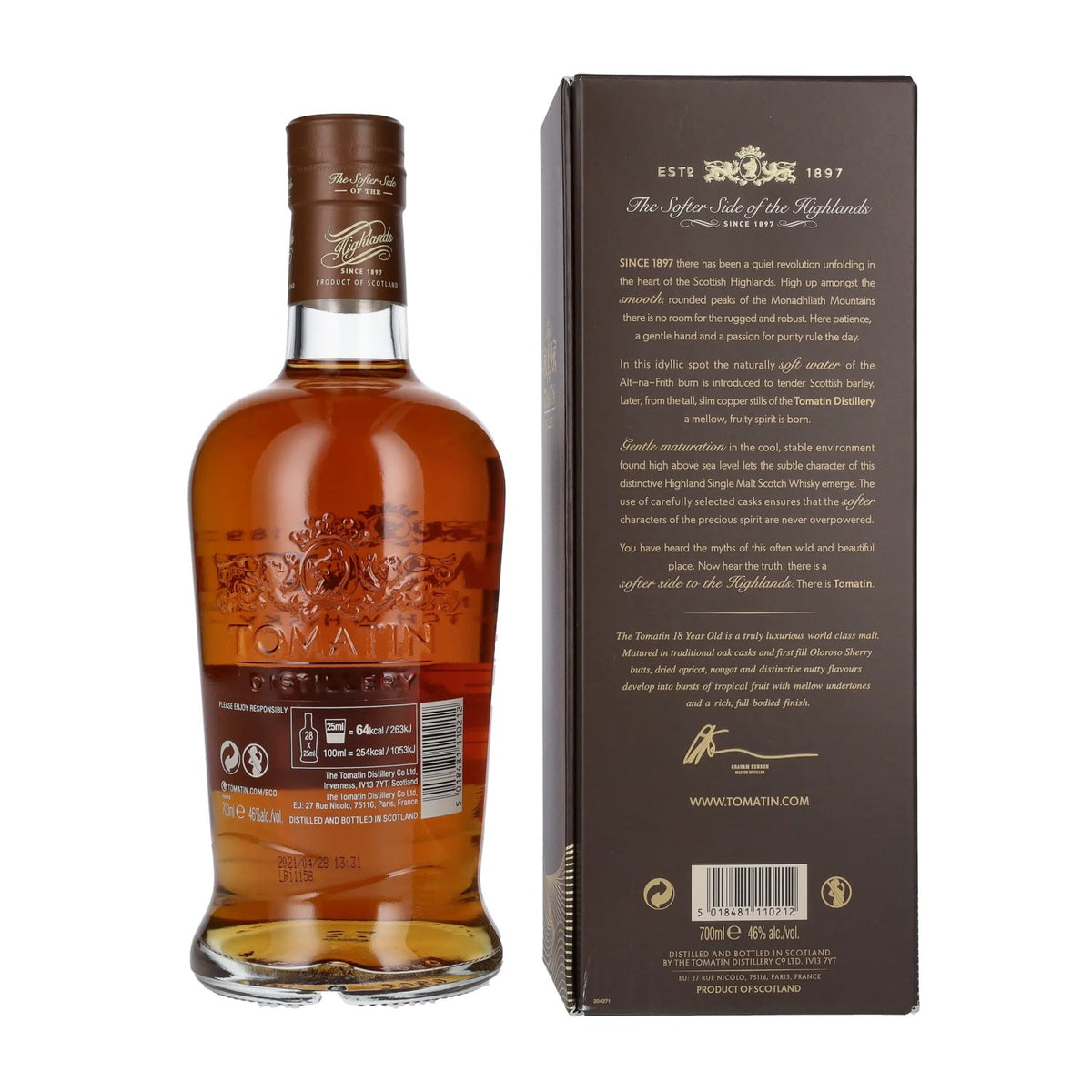 Tomatin 18 ans d'âge OLOROSO SHERRY CASKS 46 % vol. 0,7 l dans un coffret cadeau