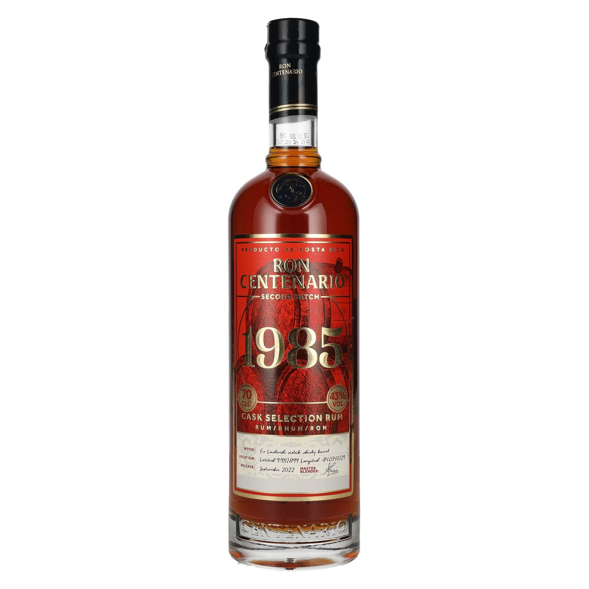 Ron Centenario 1985 Cask Selection, rhum, deuxième lot, 43 % vol., 0,7 l