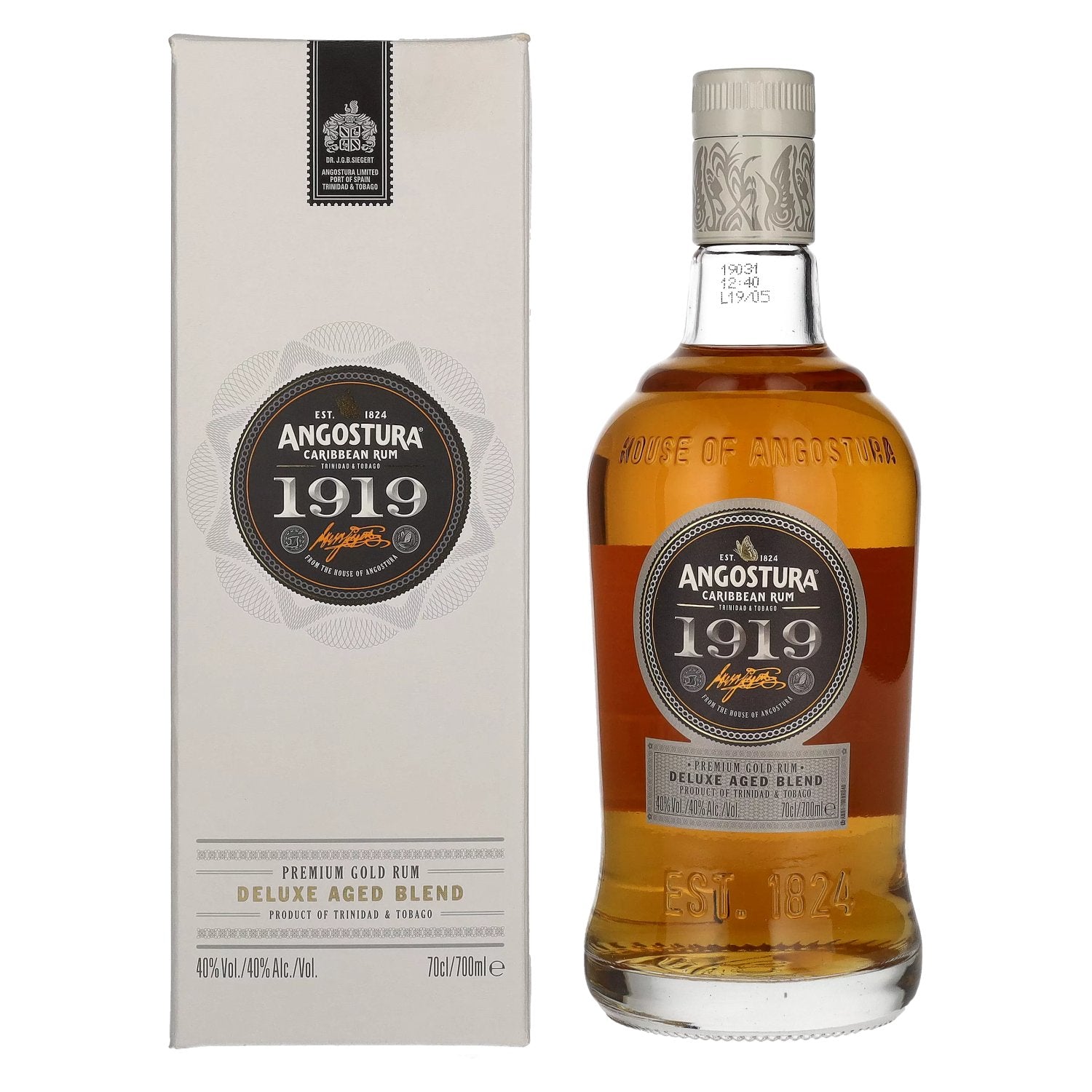 Angostura 1919 Premium Gold Rum Deluxe Aged Blend 40% vol. 0,7l en boîte cadeau