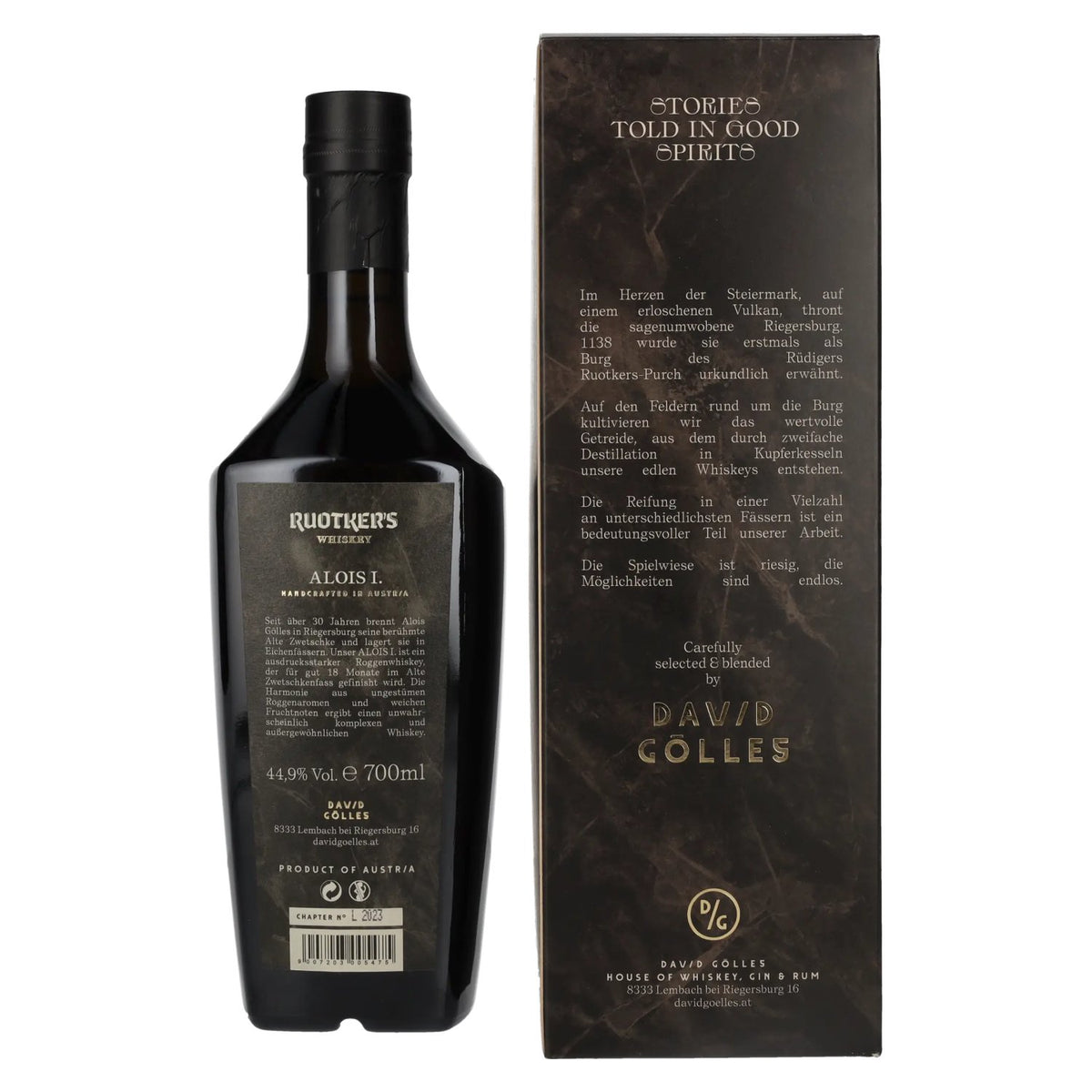 Ruotker's Whiskey ALOIS I., 44,9 % vol., 0,7 l, dans un coffret cadeau