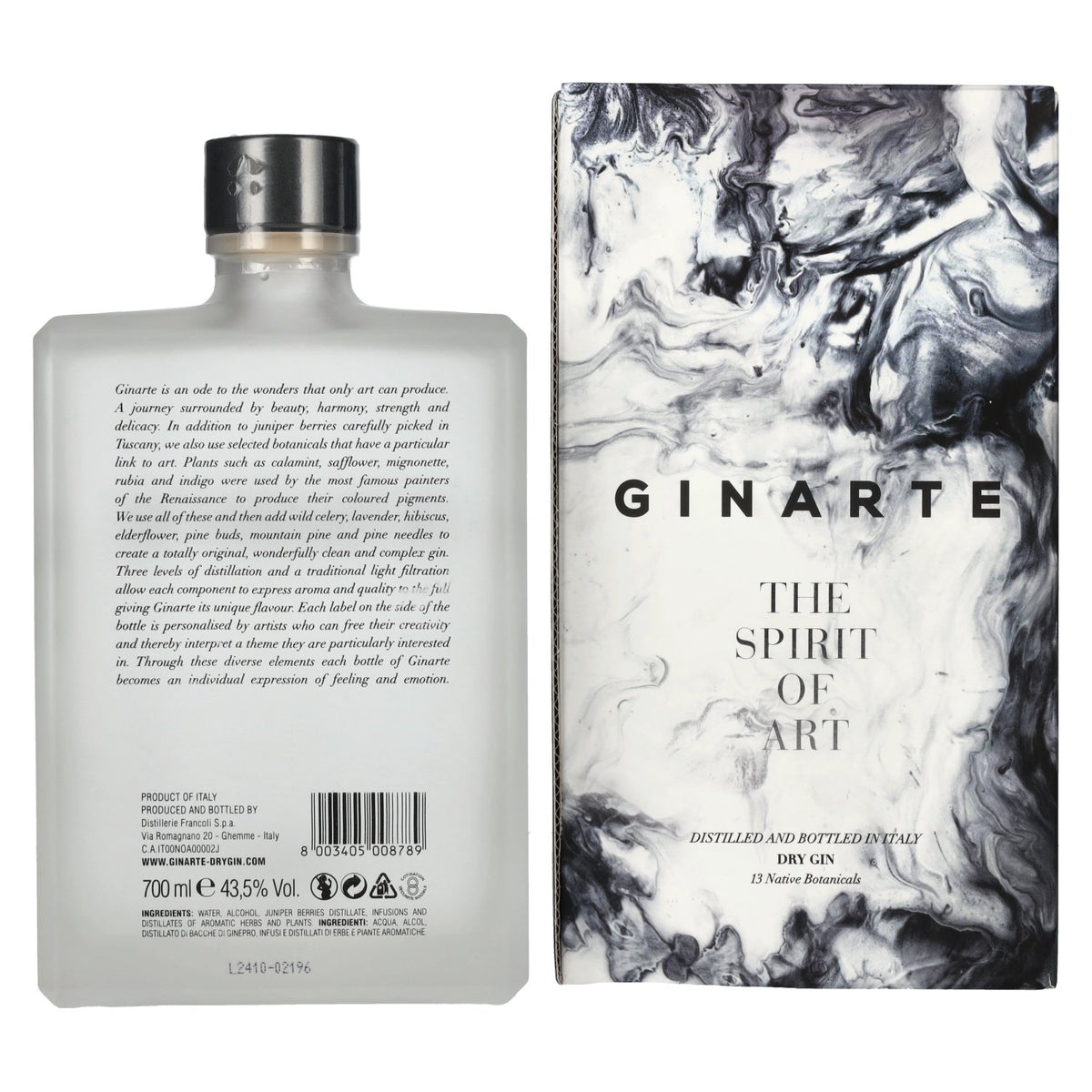 Ginarte Dry Gin The Spirit Of Art 43.5% ABV 0.7l in a gift box