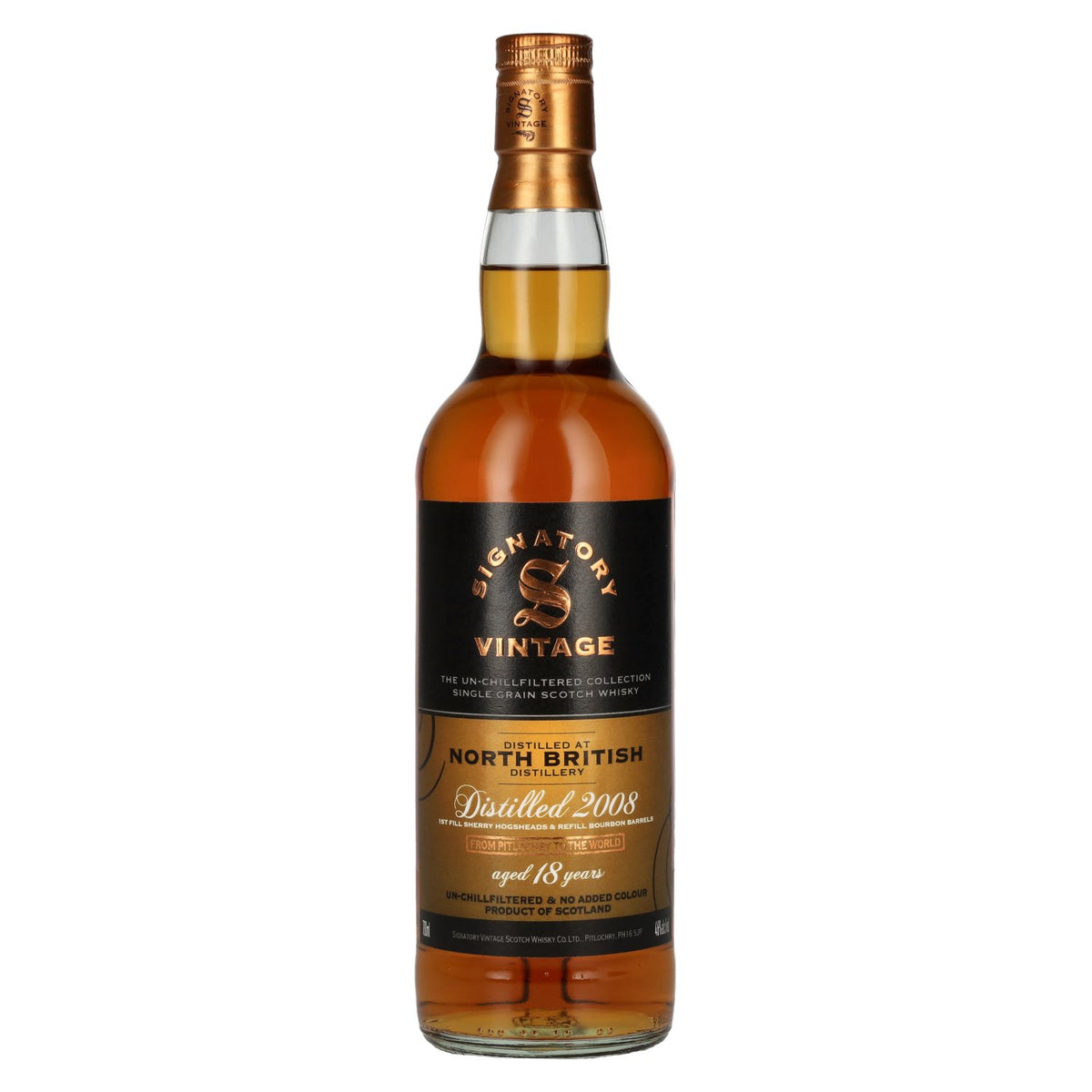 Signatory Vintage North British 18 Years Old 1st-Fill Sherry &amp; Refill Bourbon Cask 2008 46% vol. 0.7 l