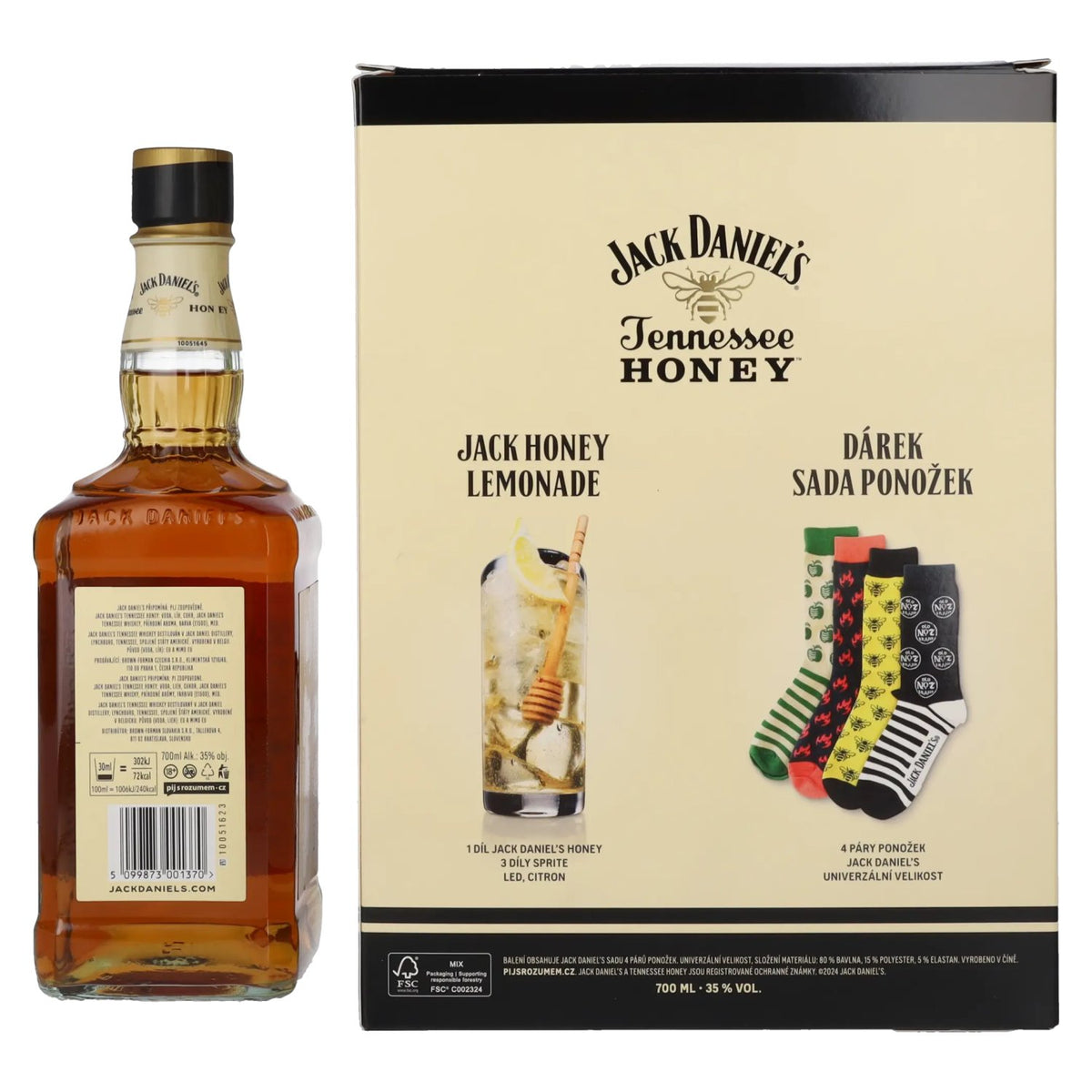 Jack Daniel's Tennessee HONEY 35% vol. 0.7l with socks