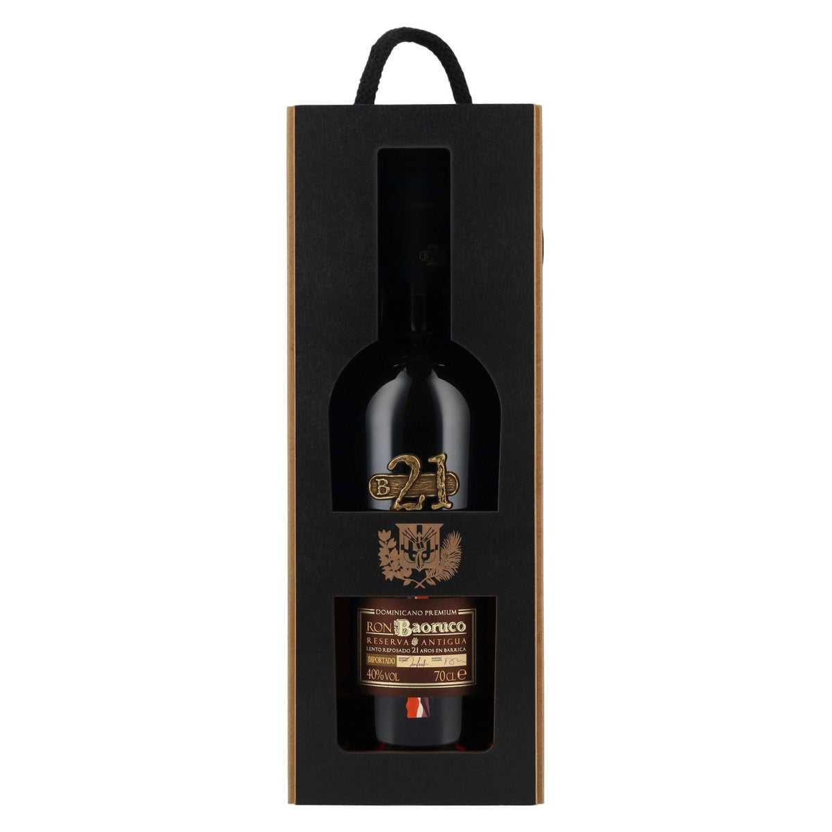 Ron Baoruco 21 Años Reserva Antigua Dominicano Premium 40% vol. 0,7 l in houten kist