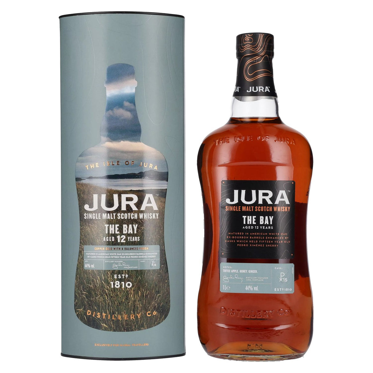 Jura THE BAY 12-Year-Old Single Malt Scotch Whisky 44% ABV 1 litre in a gift box