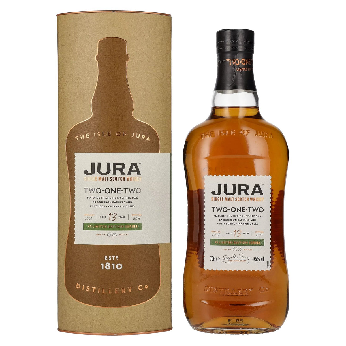 Jura 13 Years Old TWO ONE TWO Single Malt Scotch Whisky 47,5% vol. 0,7 l in geschenkverpakking