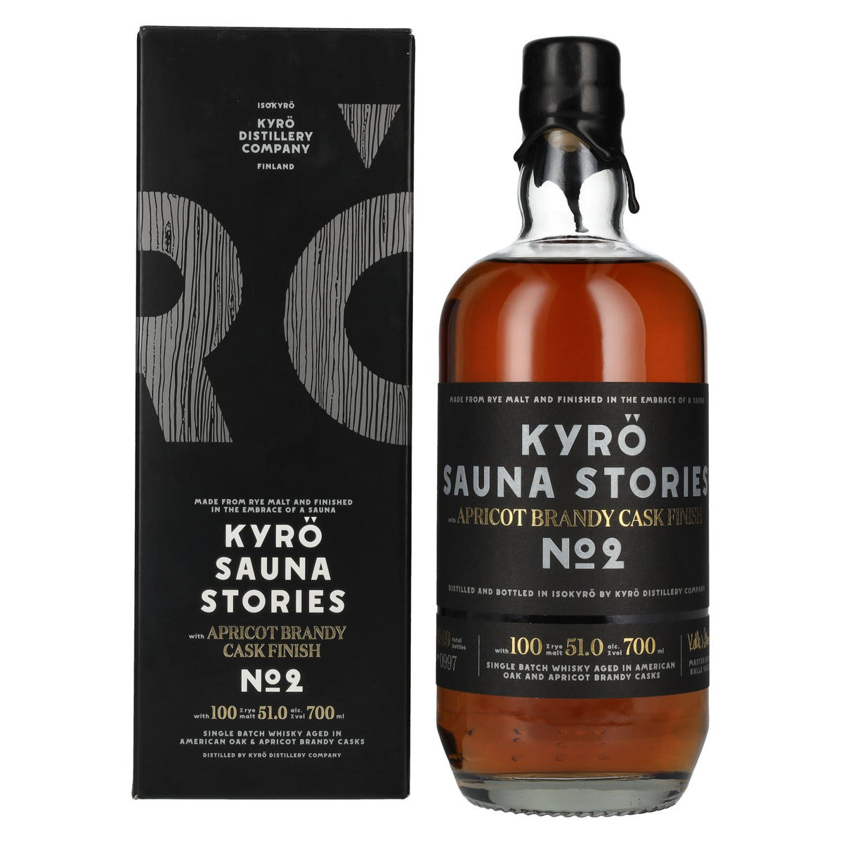 Kyrö SAUNA STORIES Apricot Brandy Cask Finish n° 2 51 % vol. 0,7 l dans un coffret cadeau