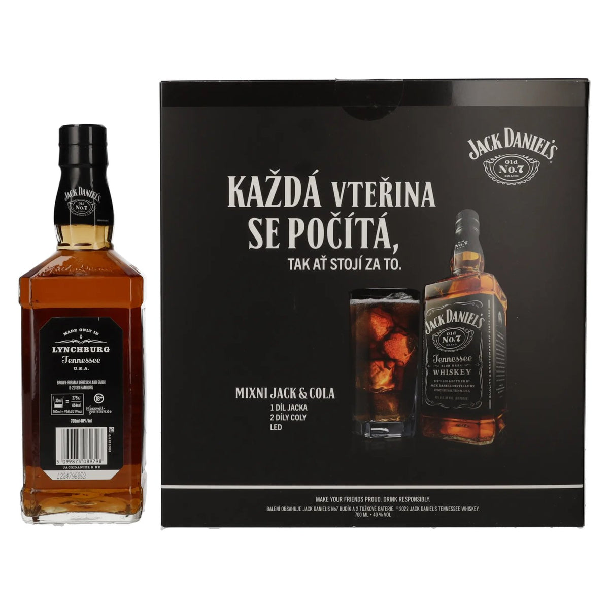 Jack Daniel's Tennessee Whiskey 40% vol. 0,7 l in een geschenkverpakking met wekker