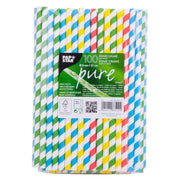 Drinkrietjes papier gekleurd gesorteerd 21 cm 100 stuks