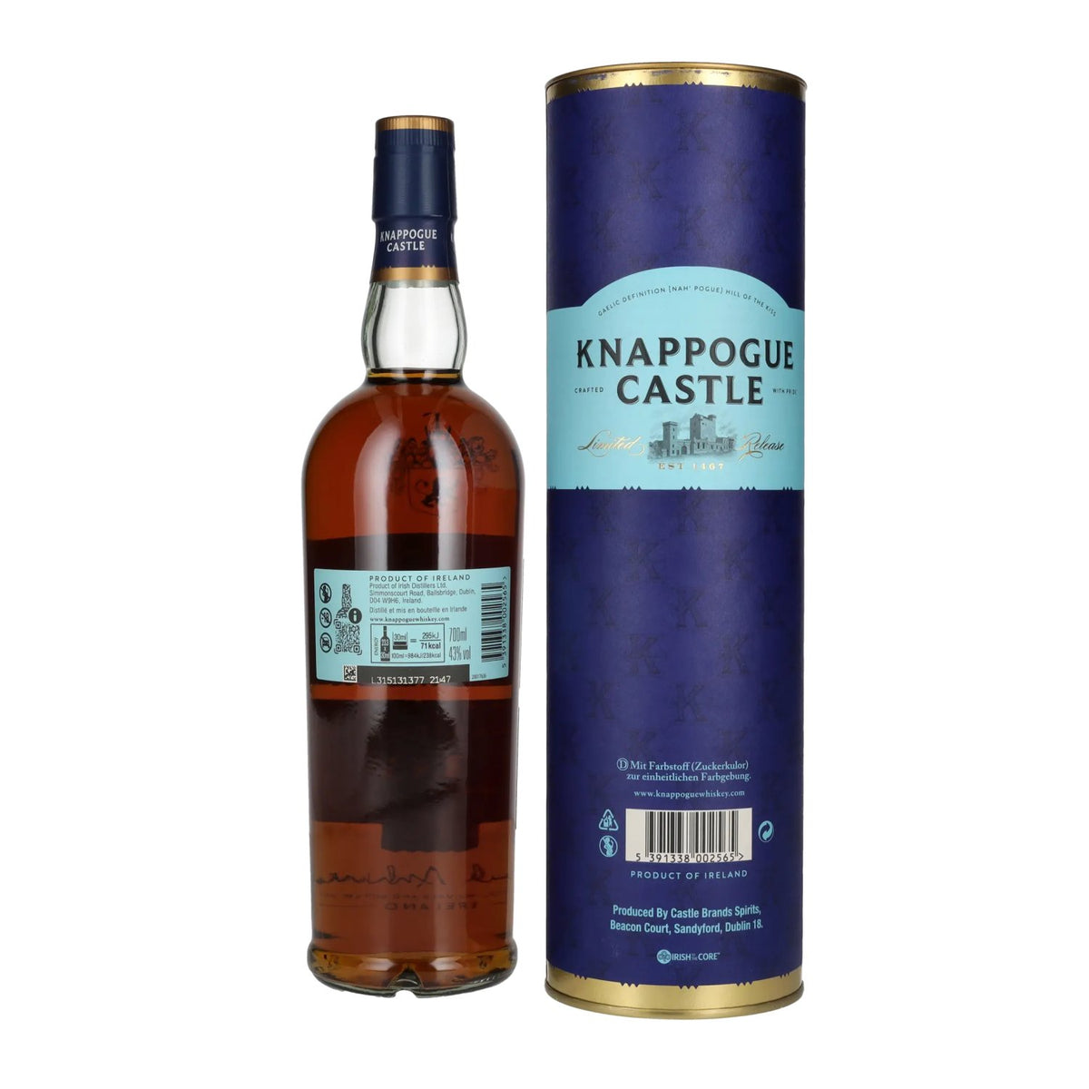Knappogue Castle 16 ans d'âge TWIN WOOD SHERRY CASK FINISHED 43 % vol. 0,7 l dans un coffret cadeau