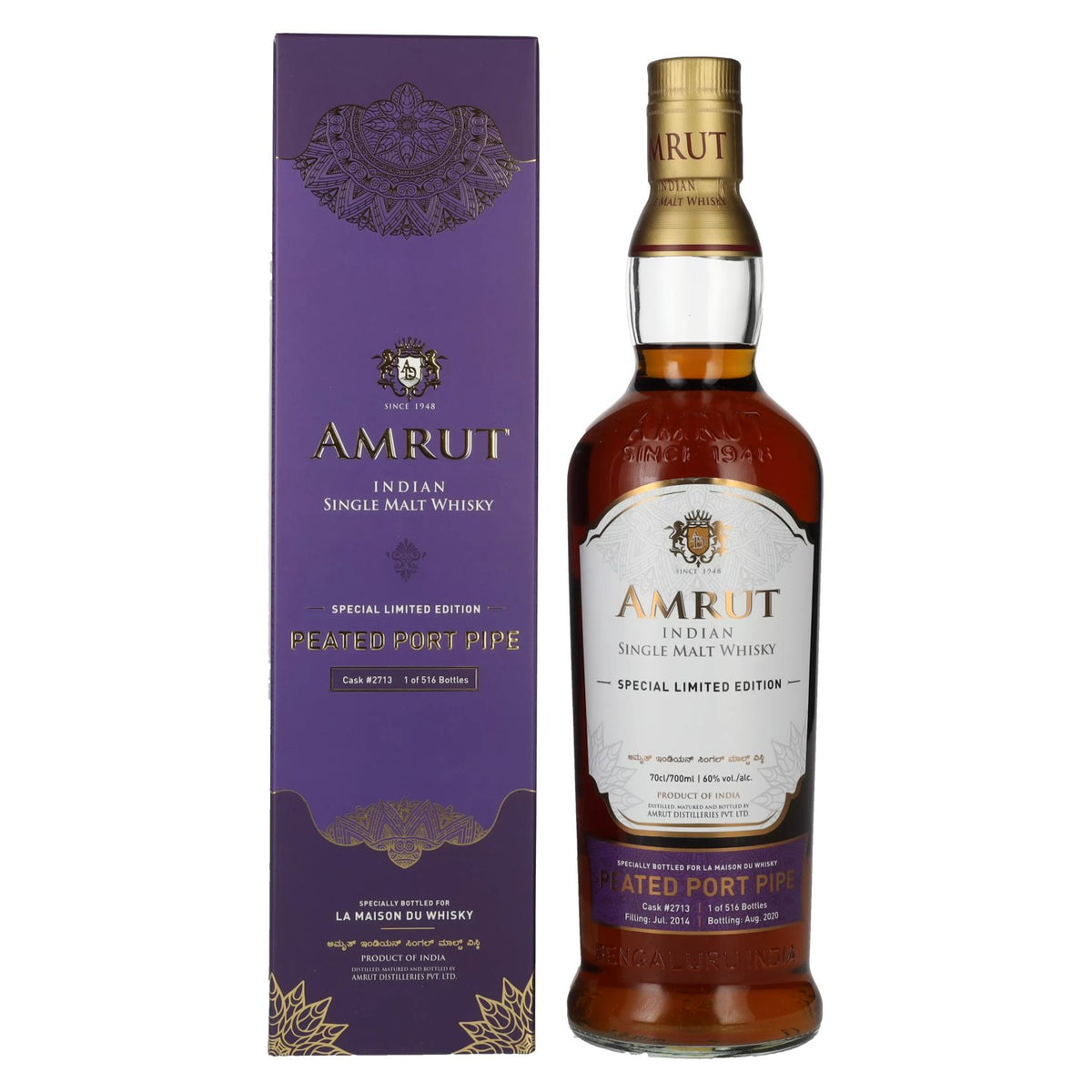Amrut PORT PIPE Indian Single Malt Whisky 60% Vol. 0,7l in gift box