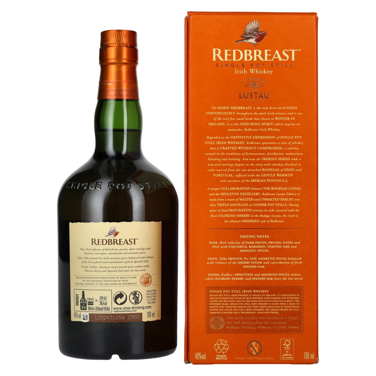 Redbreast Single Pot Still Irish Whiskey LUSTAU EDITION Sherry Finish 46% Vol. 0,7l in Geschenkbox