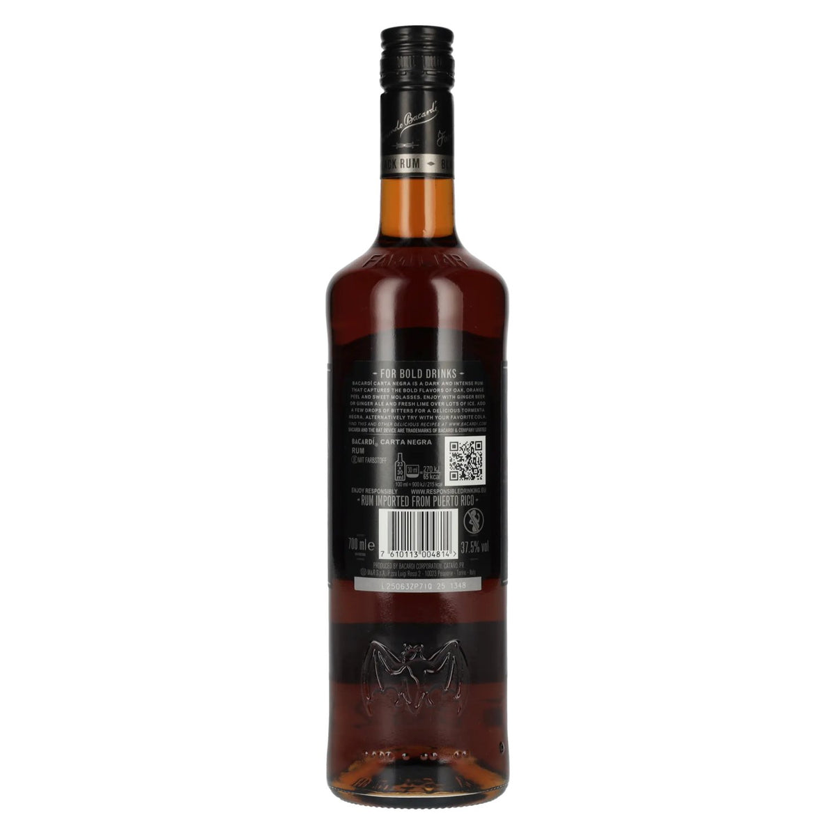 Rhum noir Bacardi Carta Negra Superior 37,5 % vol. 0,7 l