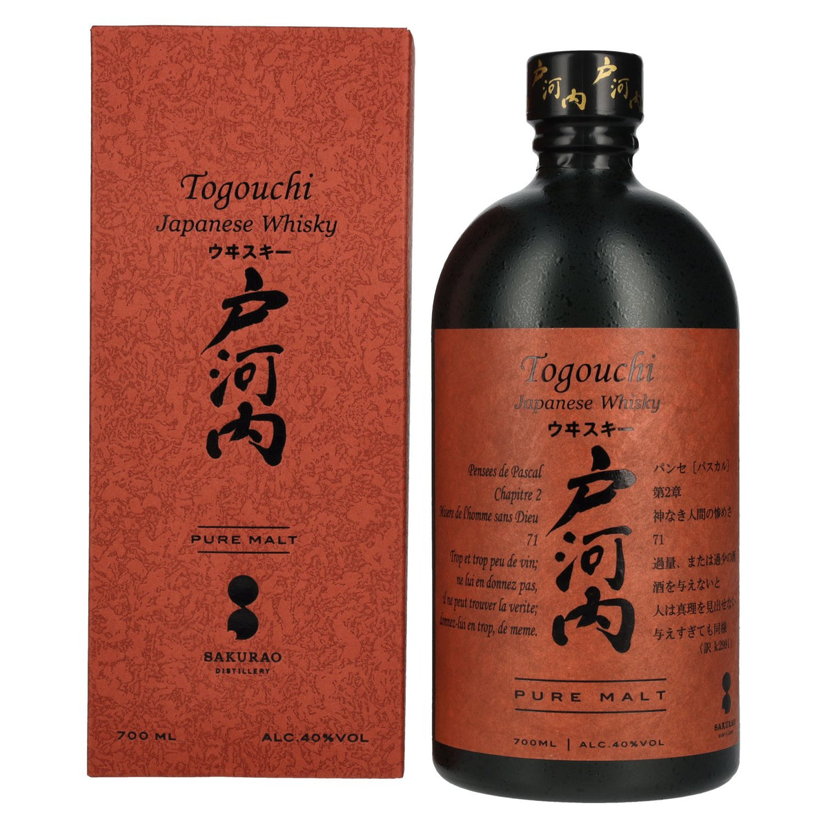 Togouchi PURE MALT Japanse whisky 40% vol. 0,7 l in geschenkverpakking