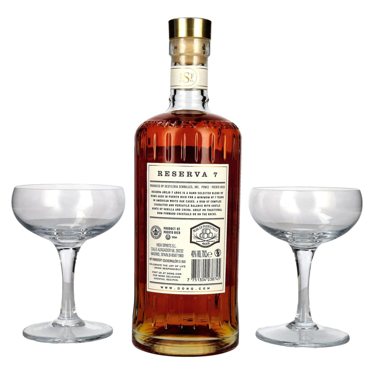 Don Q RESERVA Añejo 7 Años Puerto Rican Rum 40% vol. 0.7 l in a gift box with 2 glasses