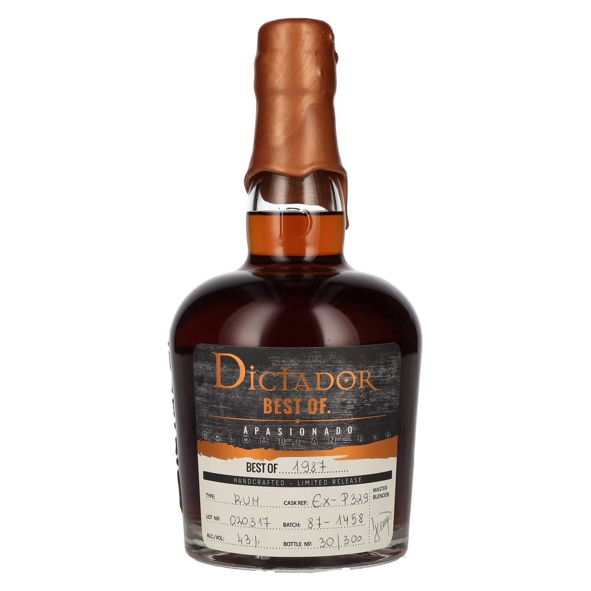 Dictador BEST OF 1987 APASIONADO Colombian Rum 30YO/020317/EX-P329 43% vol. 0.7 l