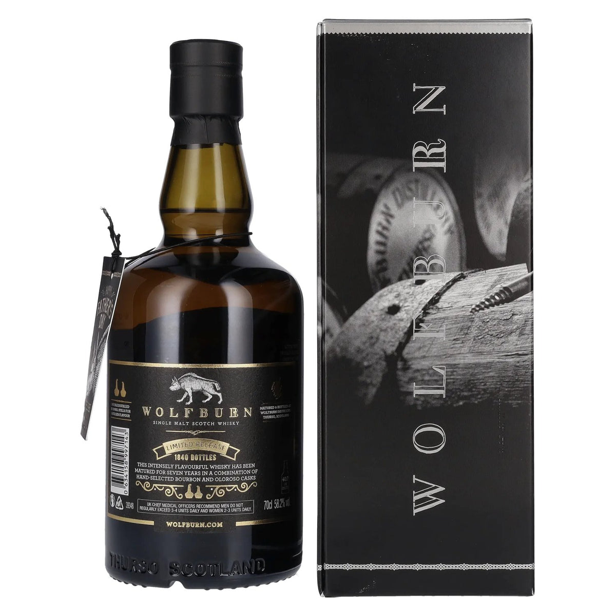 Wolfburn 7 Years Old Single Malt CASK STRENGTH Vaderdag-editie 58,2% vol. 0,7 l in geschenkverpakking