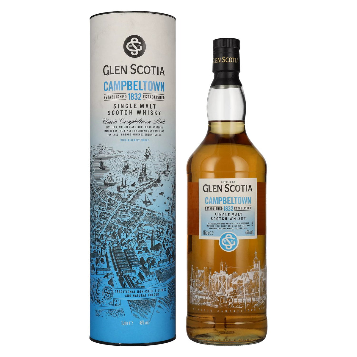 Glen Scotia Campbeltown 1832 Single Malt 46 % vol., 1 l, dans un coffret cadeau